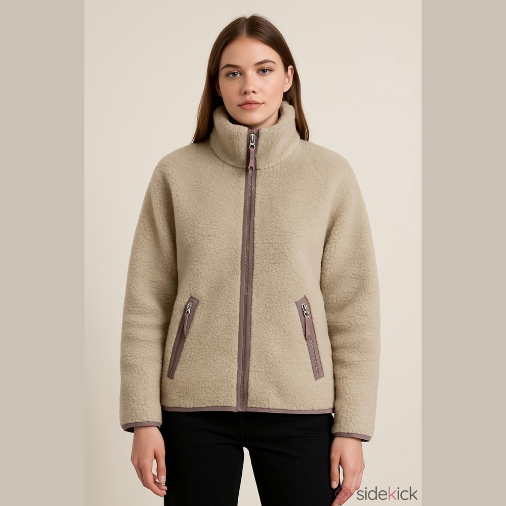 Patagonia Women's Beige DIVIDED SKY Fair Trade Cozy Sherpa Med Teddy Jacket